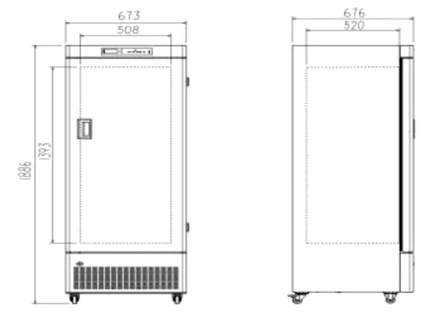 SVF-40V328E dimensions, front and side view