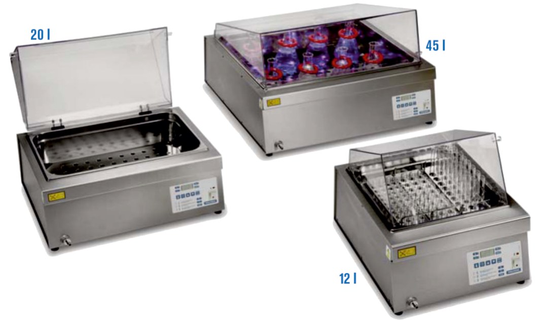 Precision water baths with Makrolon folding lid, 12 l, 20 l and 45 l